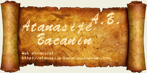 Atanasije Bačanin vizit kartica